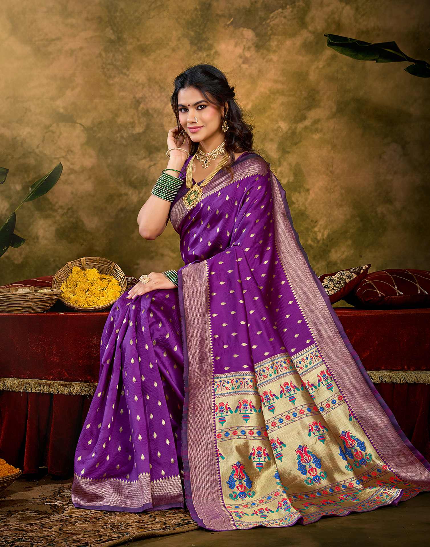 Purple Silk Woven Paithani Saree
