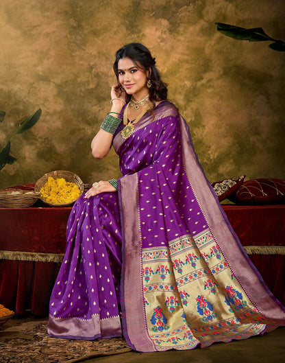 Purple Silk Woven Paithani Saree