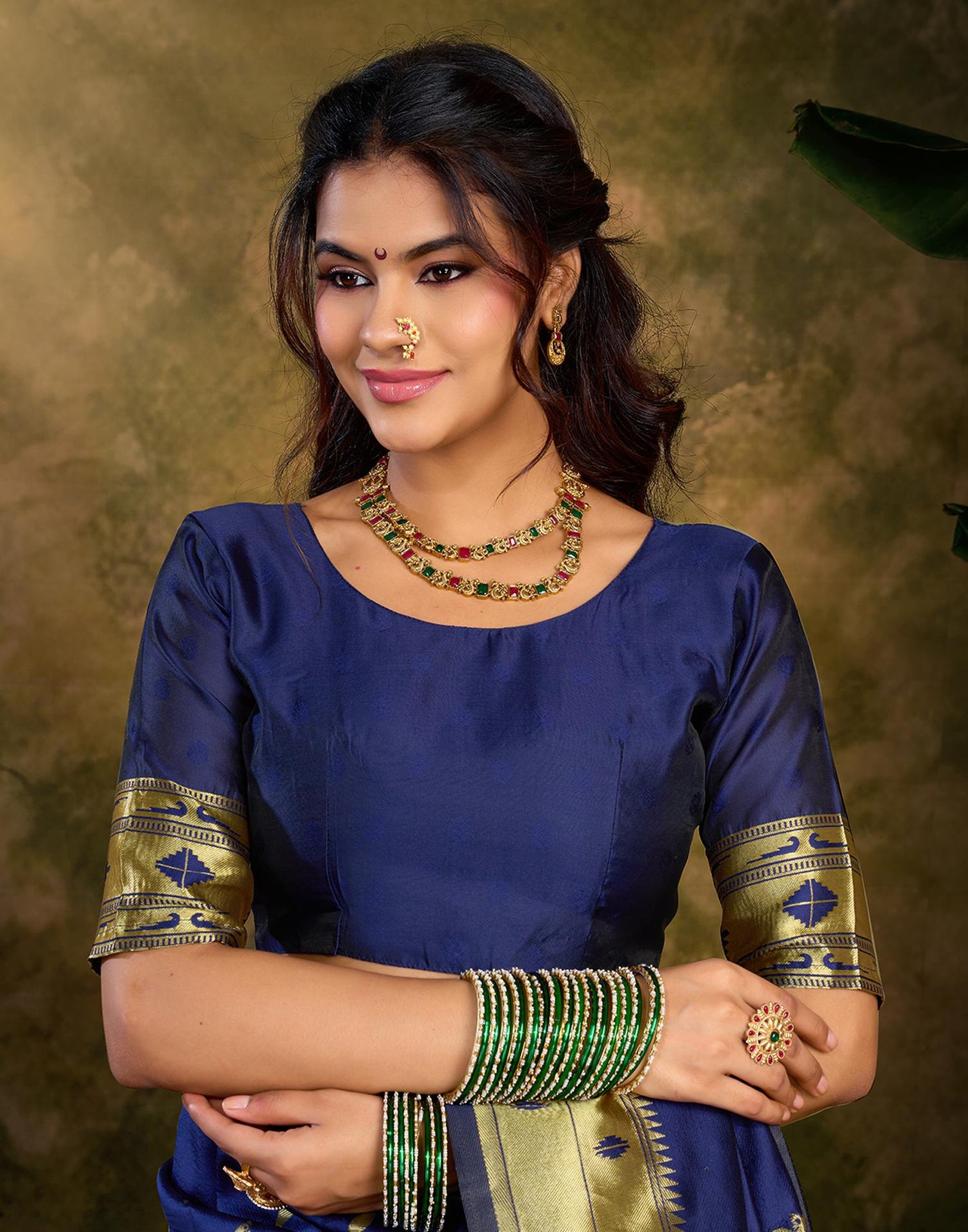 Navy Blue Silk Woven Paithani Saree
