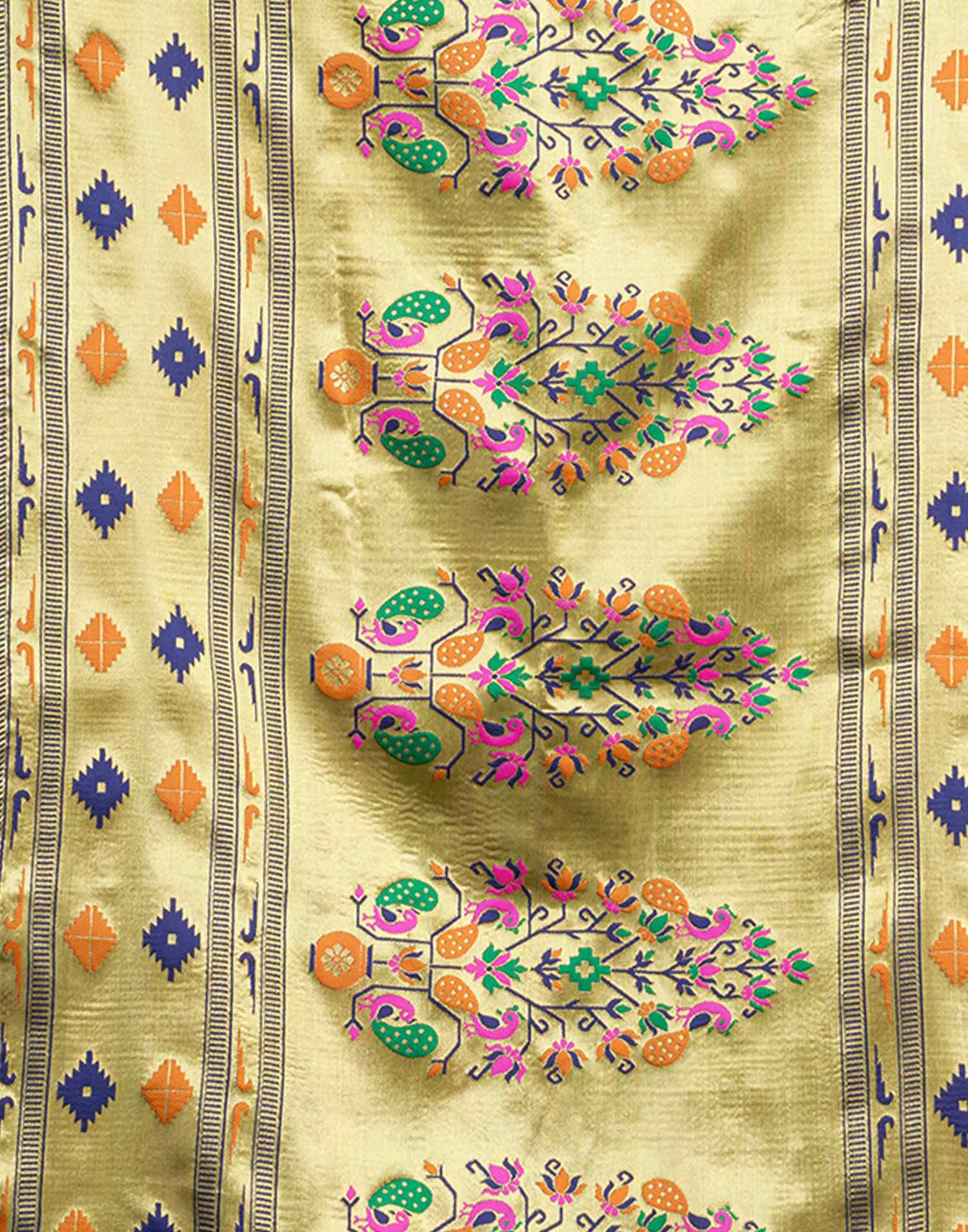 Navy Blue Silk Woven Paithani Saree