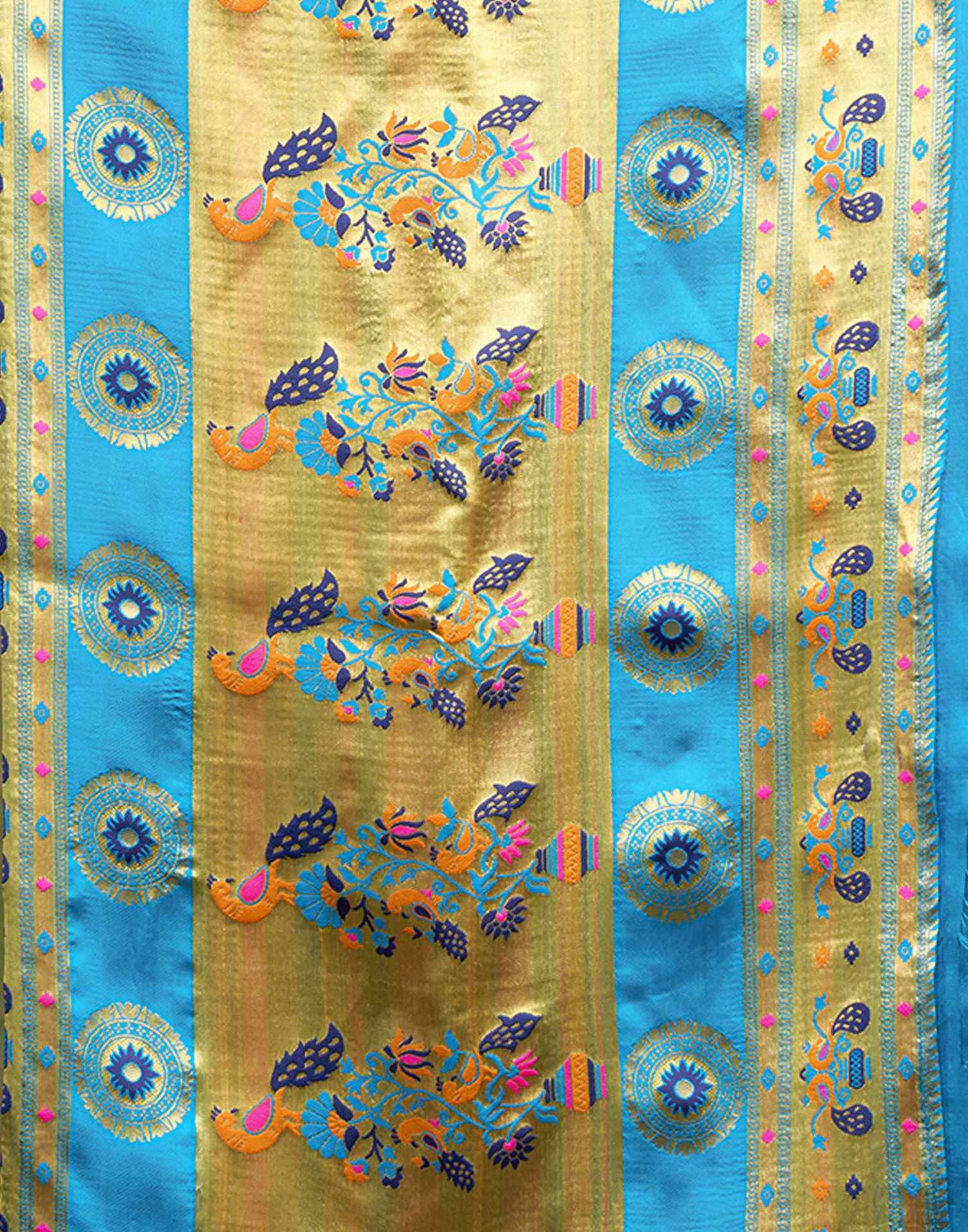 Sky Blue Silk Woven Paithani Saree