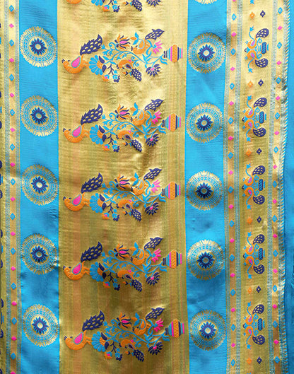 Sky Blue Silk Woven Paithani Saree