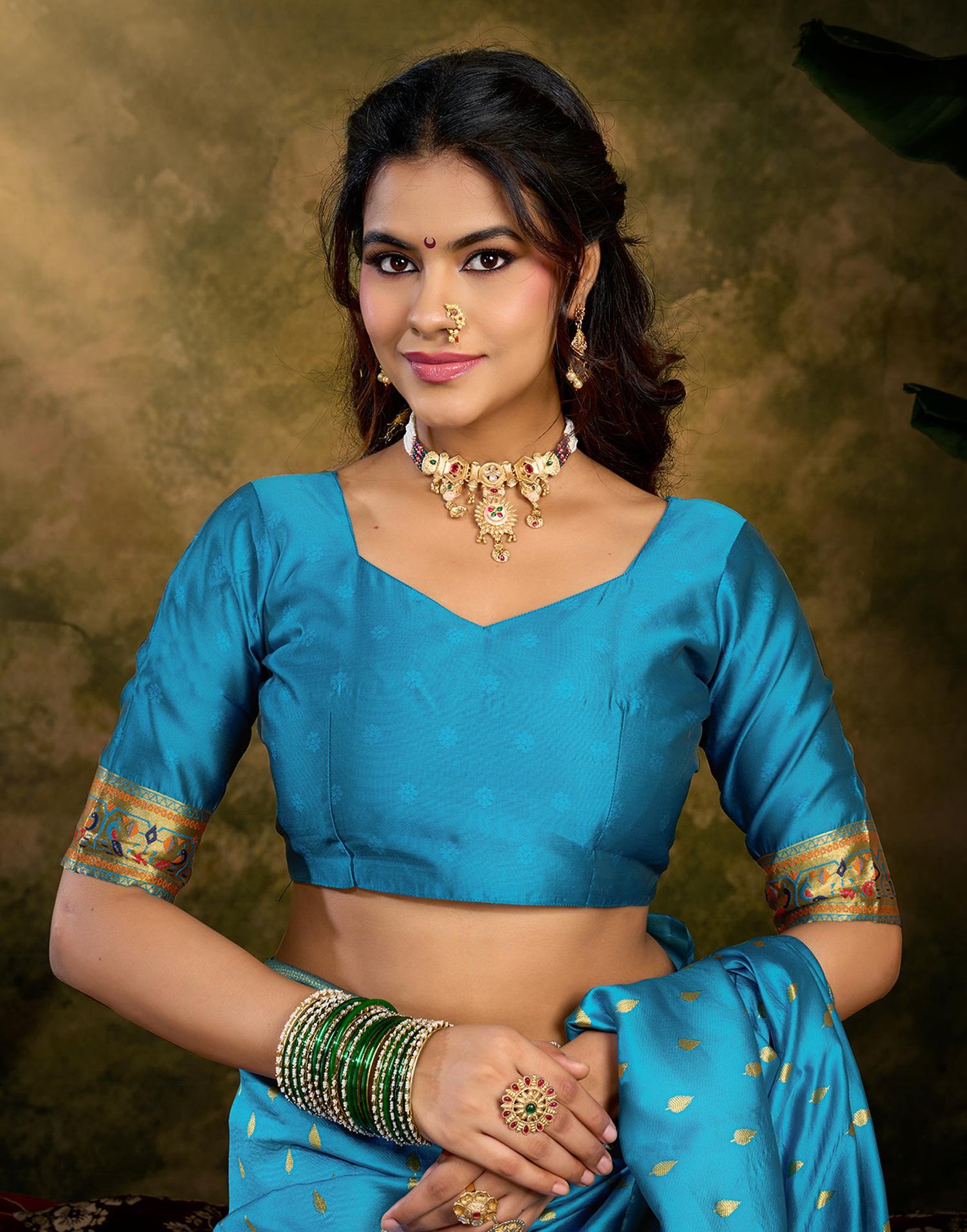 Sky Blue Silk Woven Paithani Saree
