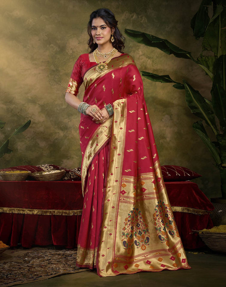 Red Silk Woven Paithani Saree