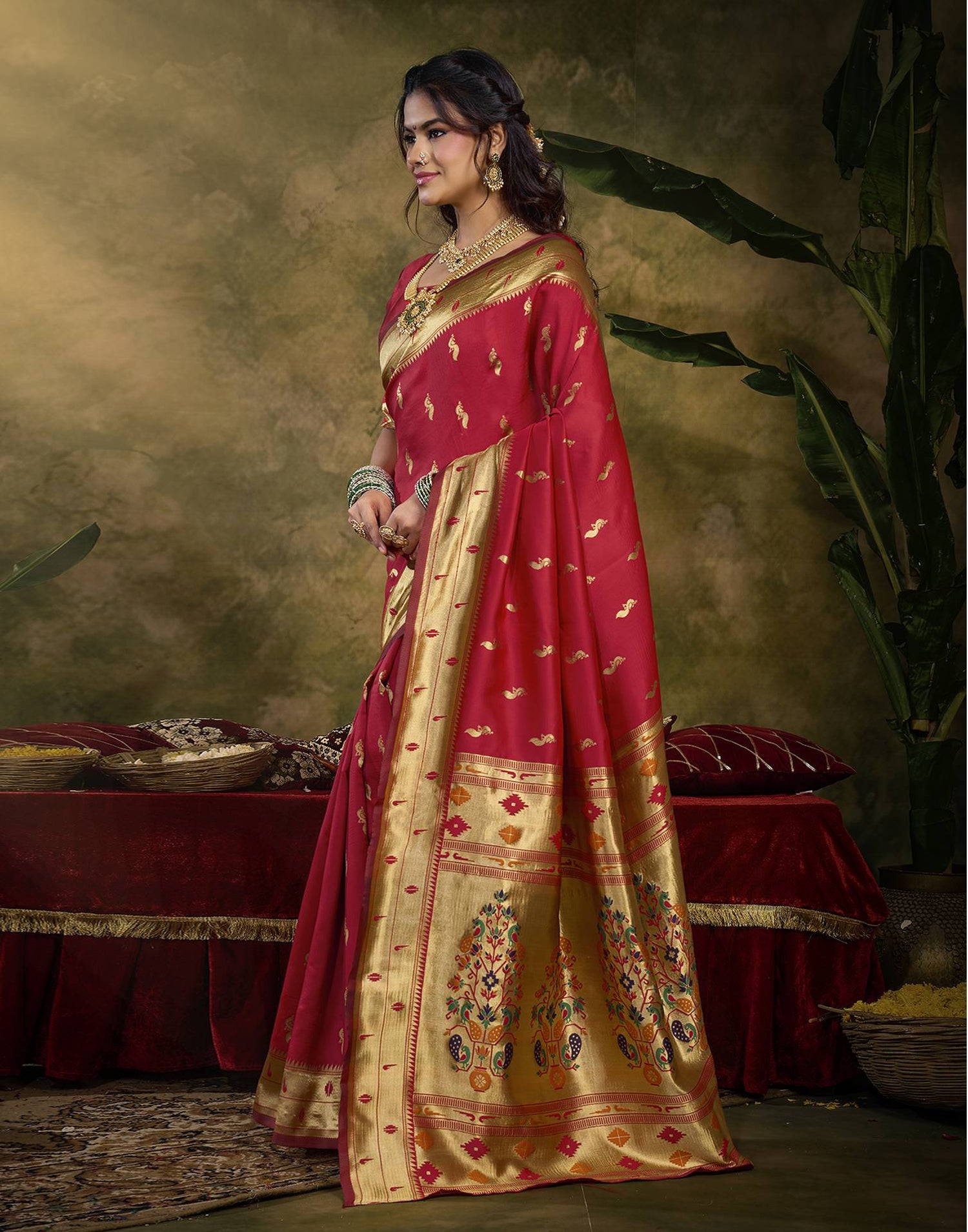 Red Silk Woven Paithani Saree