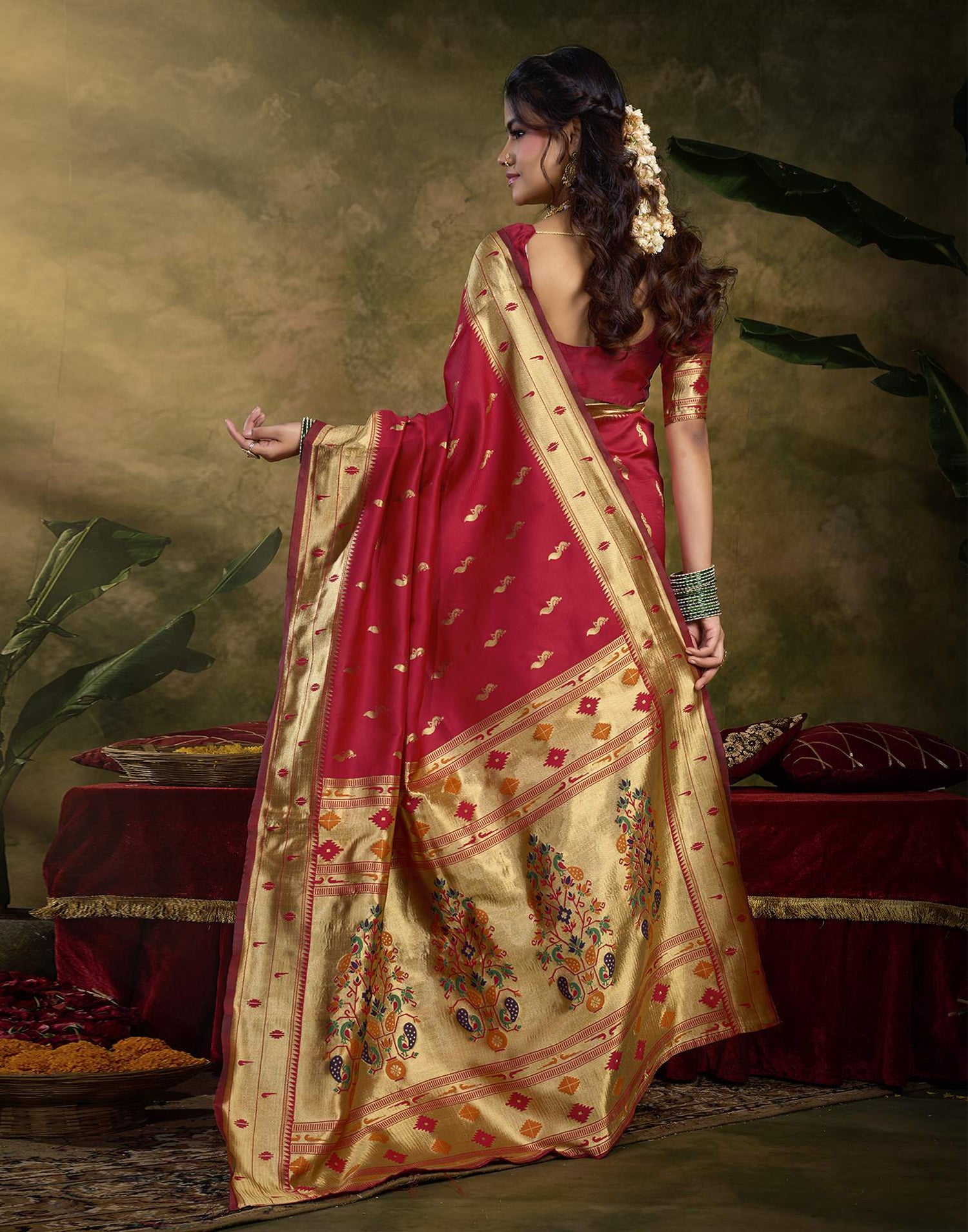 Red Silk Woven Paithani Saree