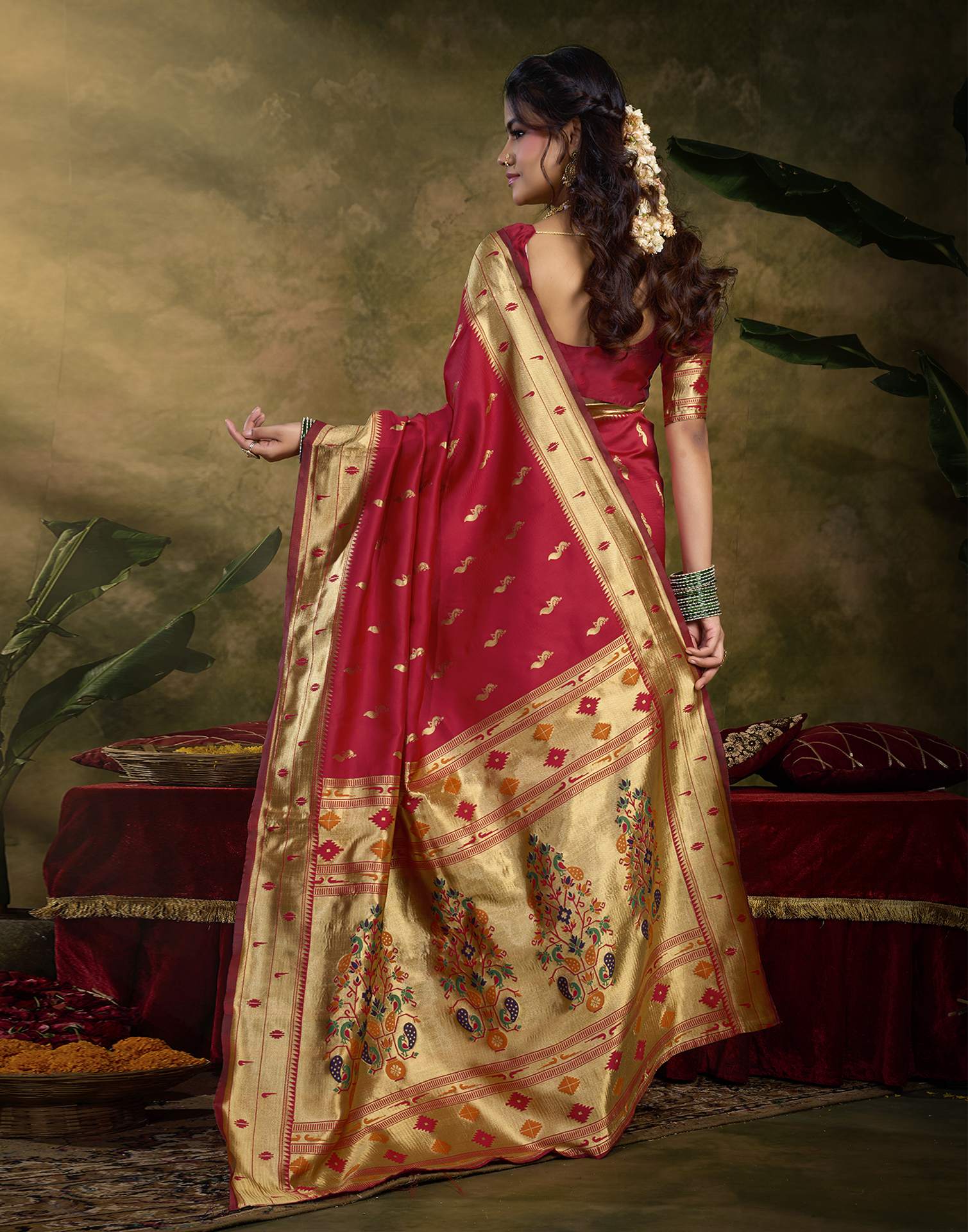 Red Silk Woven Paithani Saree