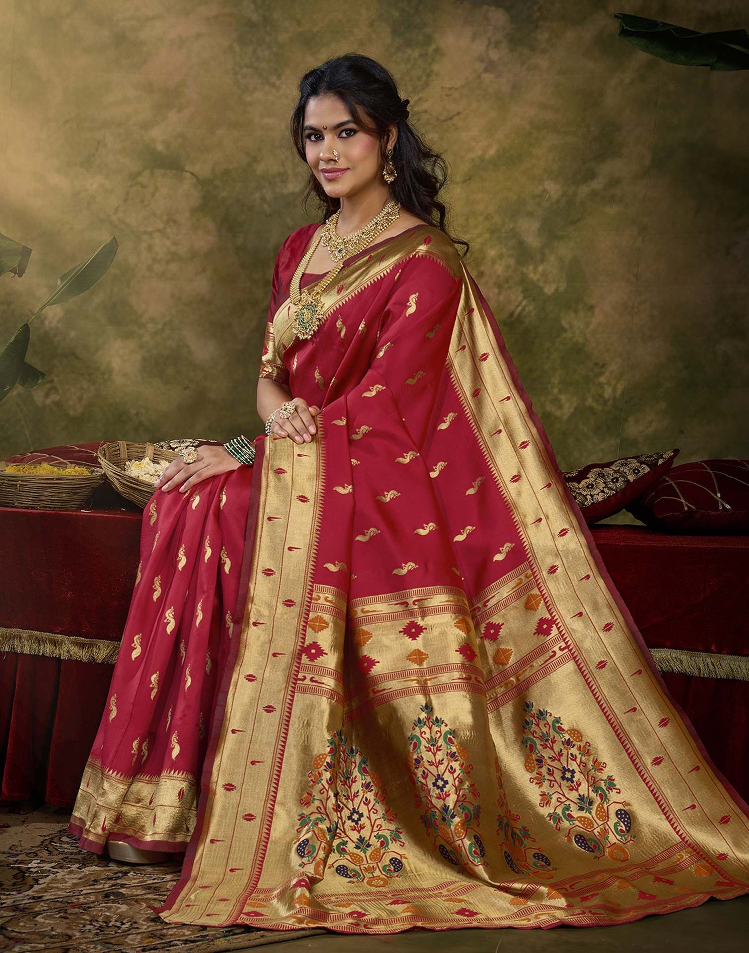 Red Silk Woven Paithani Saree