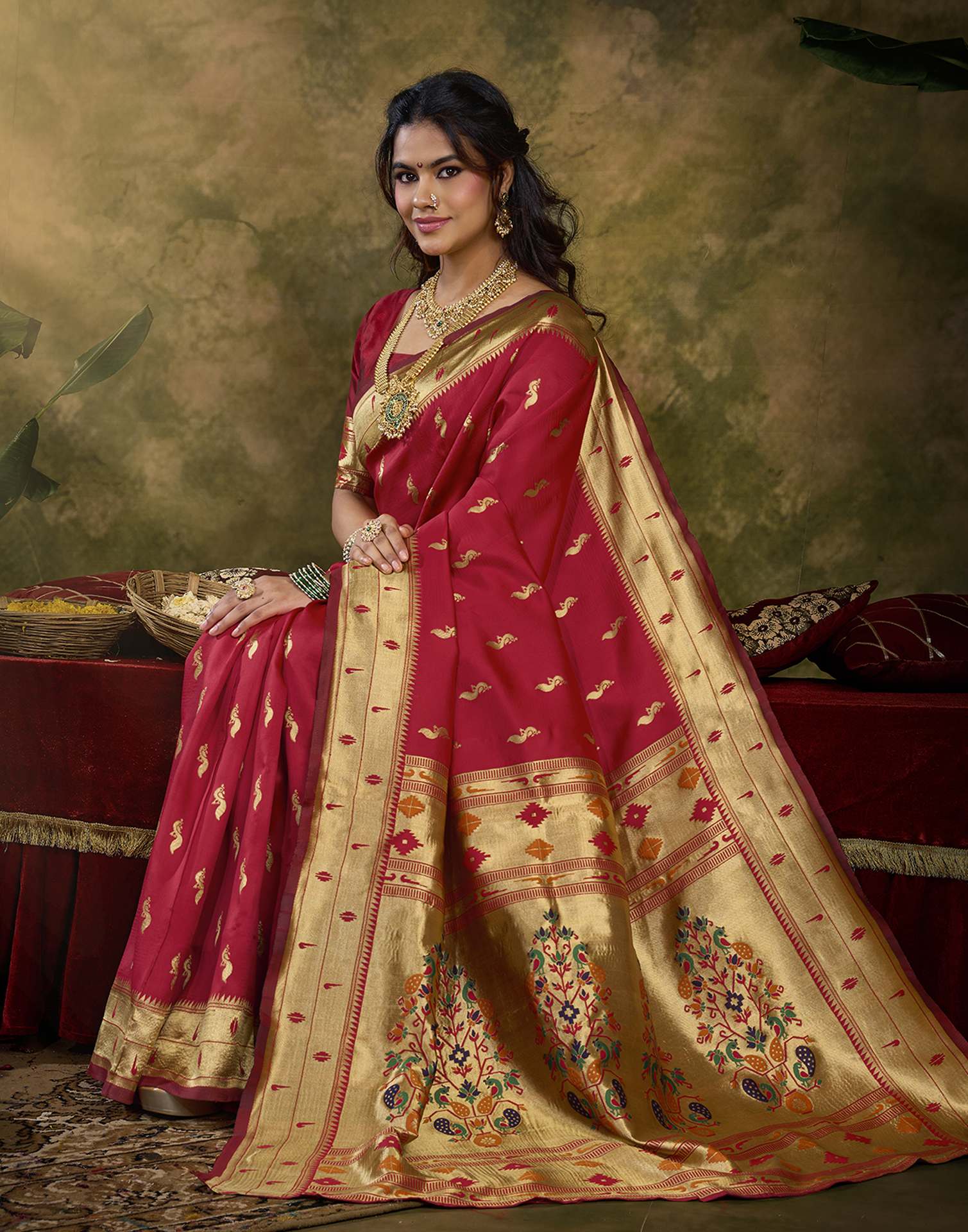 Red Silk Woven Paithani Saree