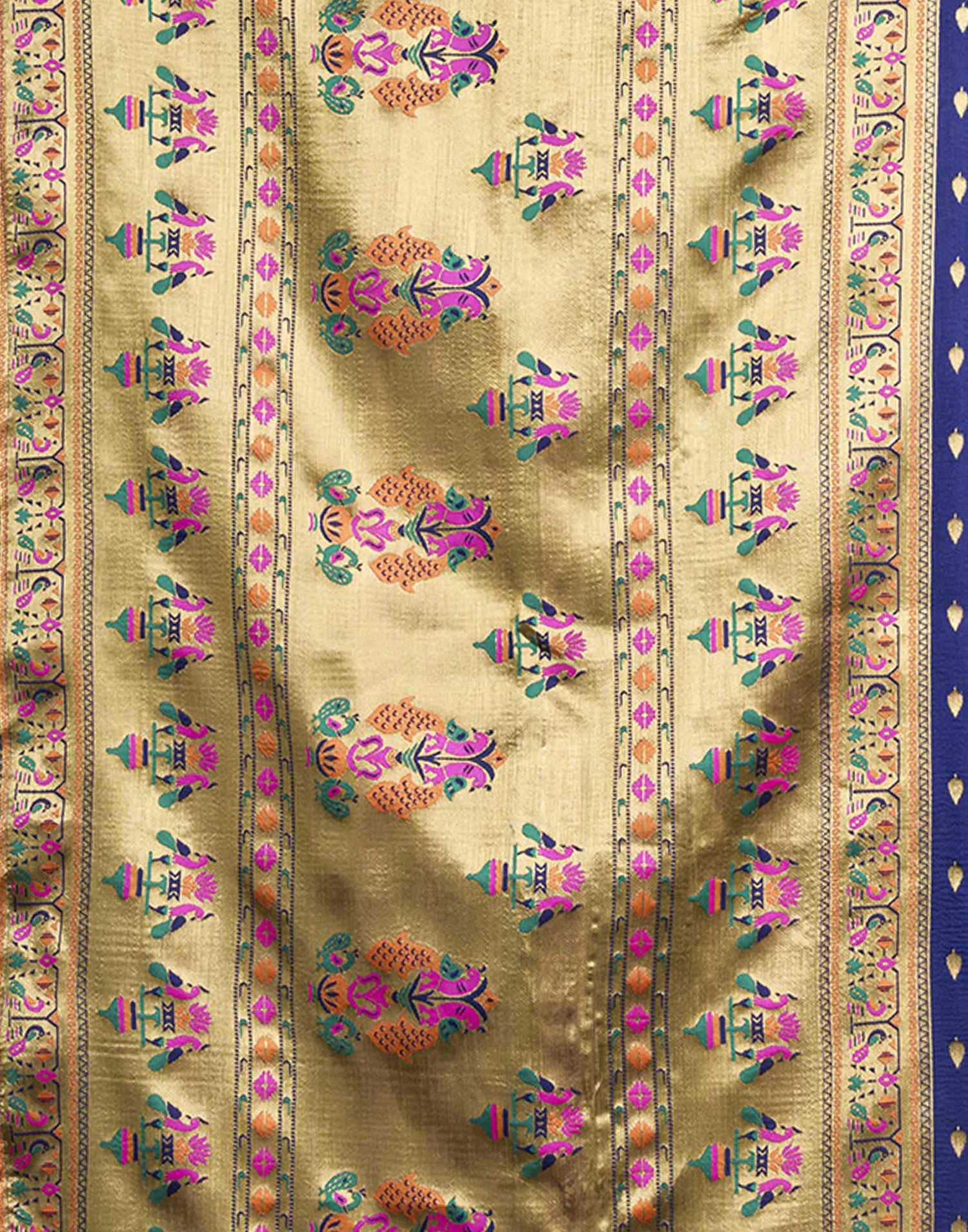 Navy Blue Silk Woven Paithani Saree