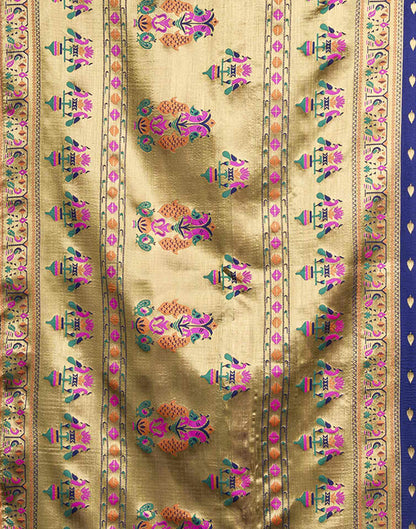 Navy Blue Silk Woven Paithani Saree