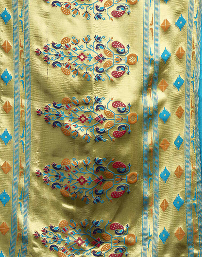 Sky Blue Silk Woven Paithani Saree