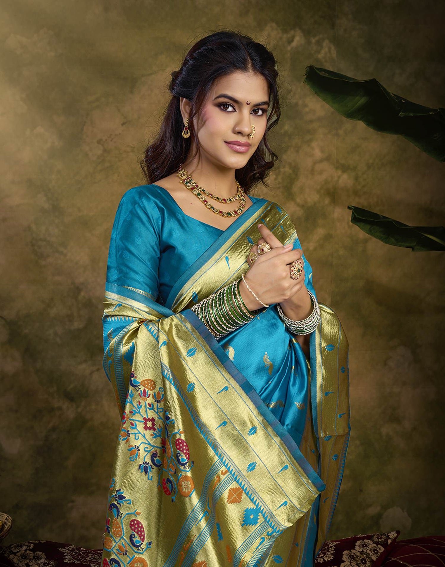 Sky Blue Silk Woven Paithani Saree