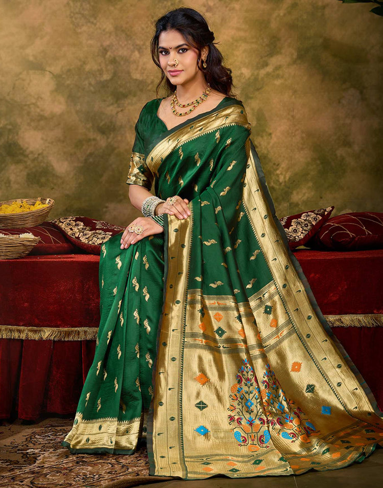 Dark Green Silk Woven Paithani Saree