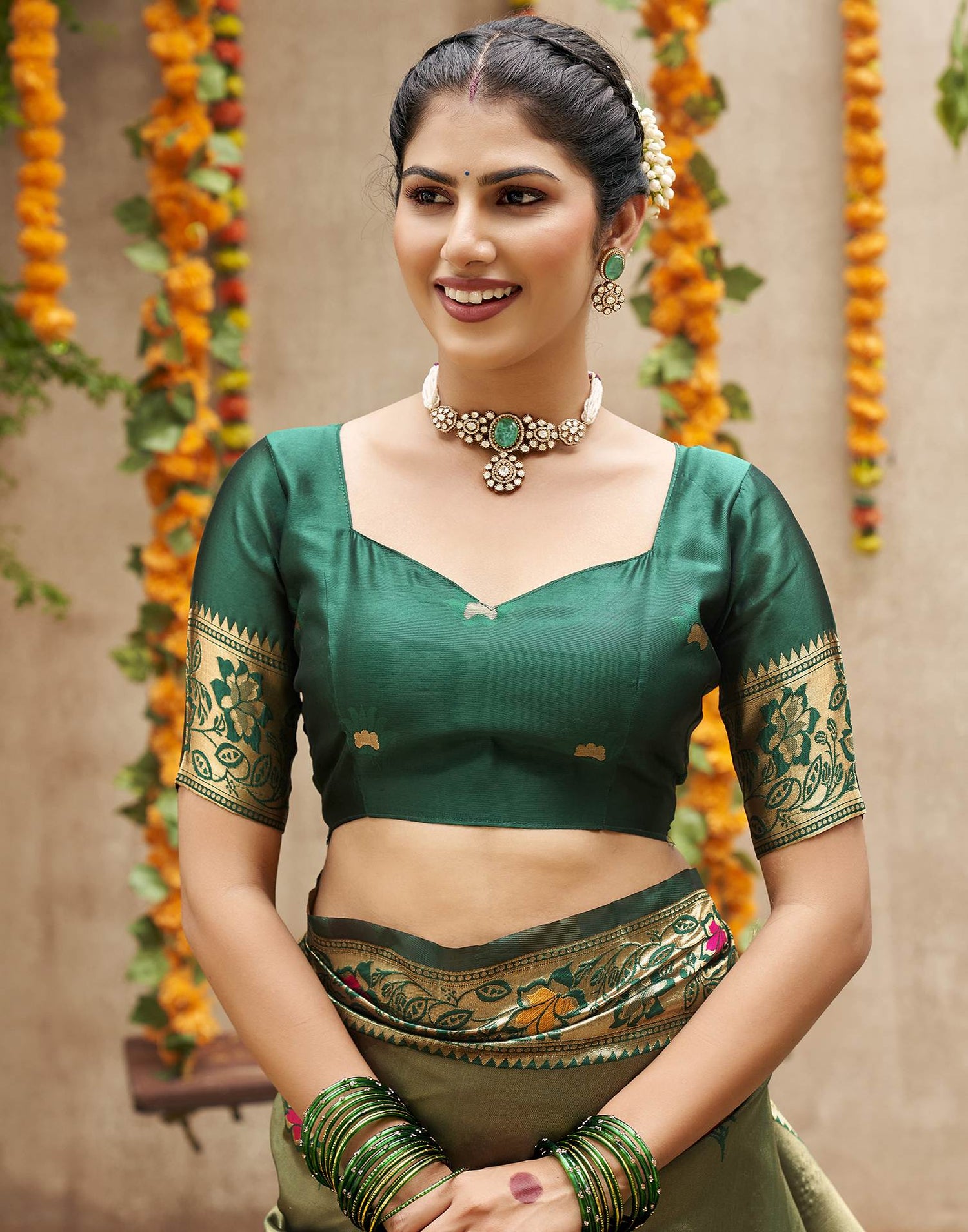 Green Silk Woven Banarasi Saree