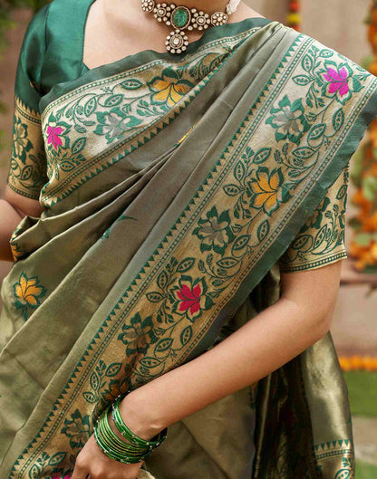 Green Silk Woven Banarasi Saree