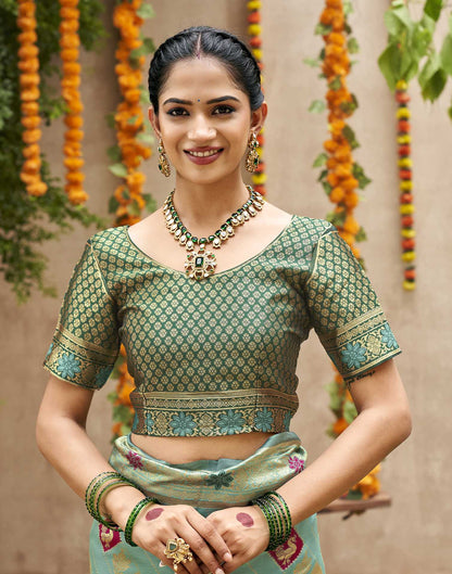 Teal Green Silk Woven Banarasi Saree