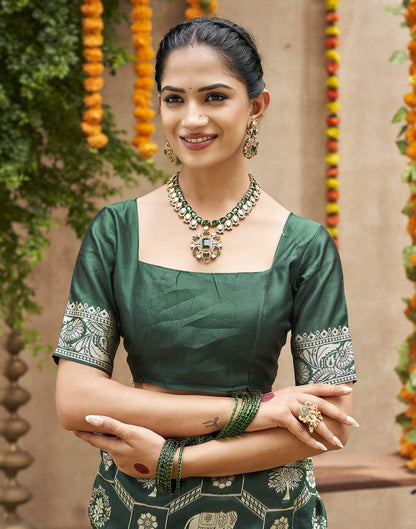 Dark Green Silk Woven Banarasi Saree