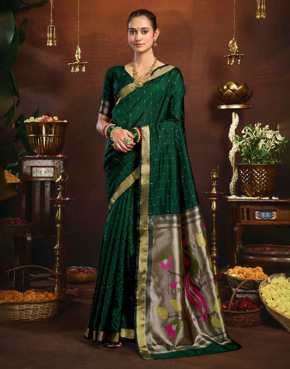 Dark Green Silk Woven Paithani Saree