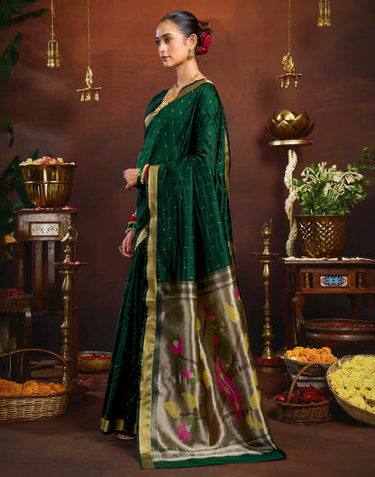 Dark Green Silk Woven Paithani Saree