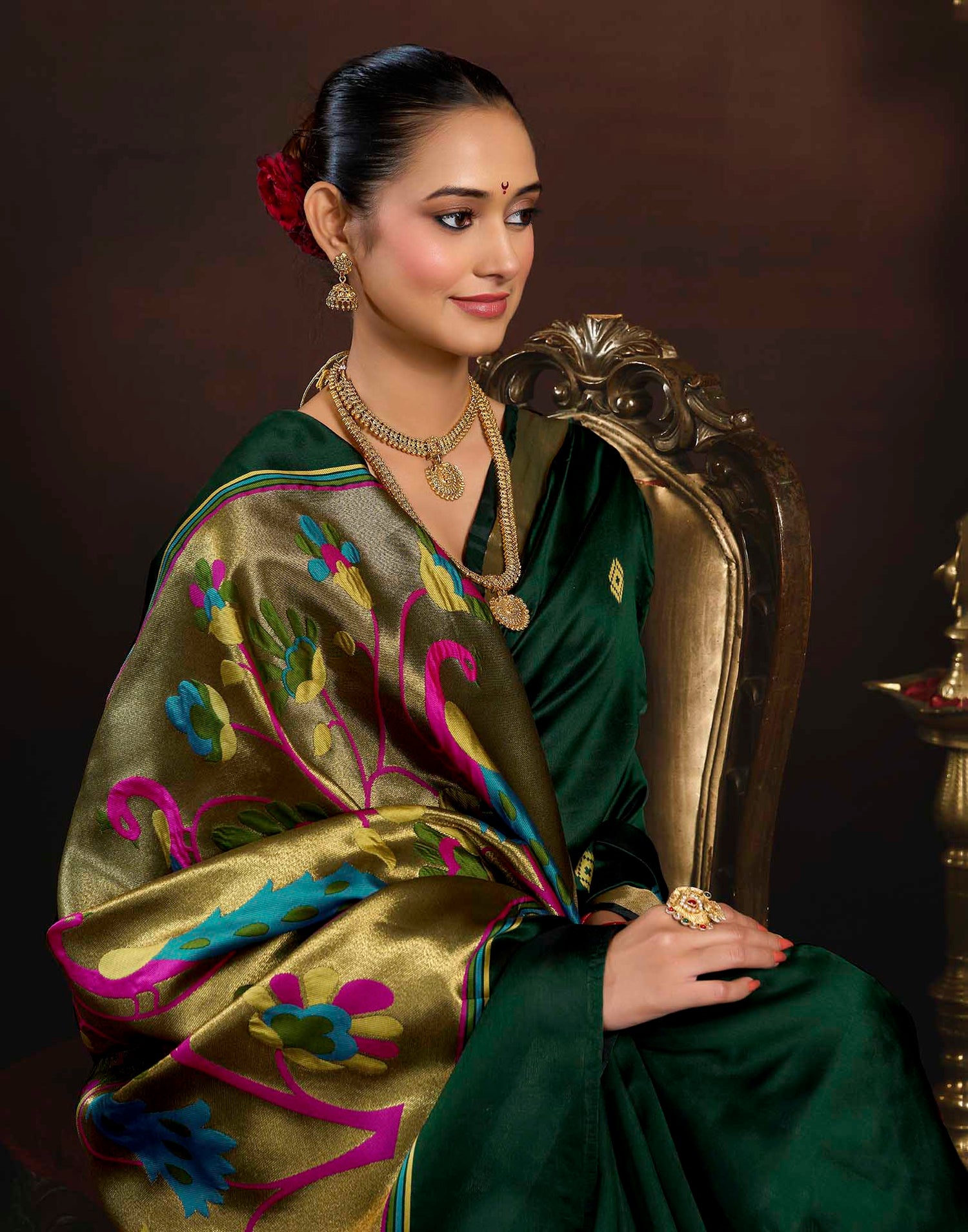 Dark Green Silk Woven Paithani Saree