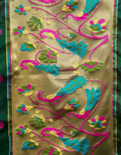 Dark Green Silk Woven Paithani Saree