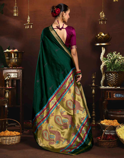 Dark Green Silk Woven Paithani Saree