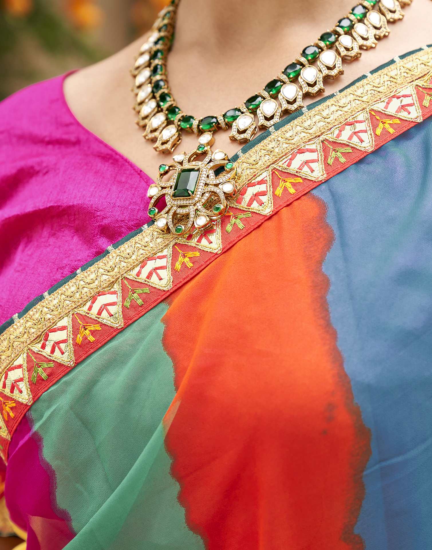 Multicoloured Georgette Printed Bandhani Saree