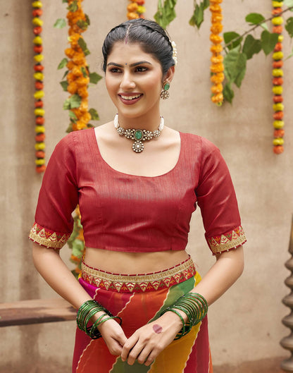 Multicoloured Georgette Printed Bandhani Saree