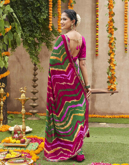 Multicoloured Georgette Printed Bandhani Saree