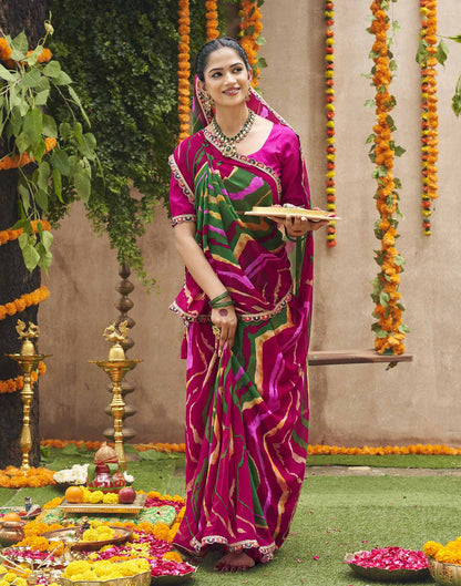 Multicoloured Georgette Printed Bandhani Saree