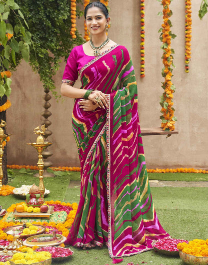 Multicoloured Georgette Printed Bandhani Saree