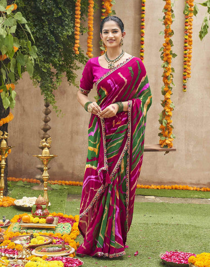 Multicoloured Georgette Printed Bandhani Saree
