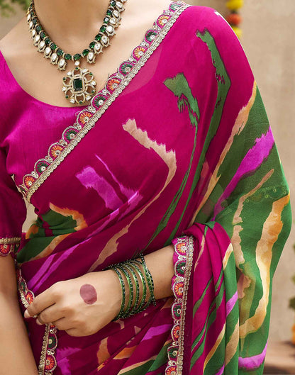 Multicoloured Georgette Printed Bandhani Saree