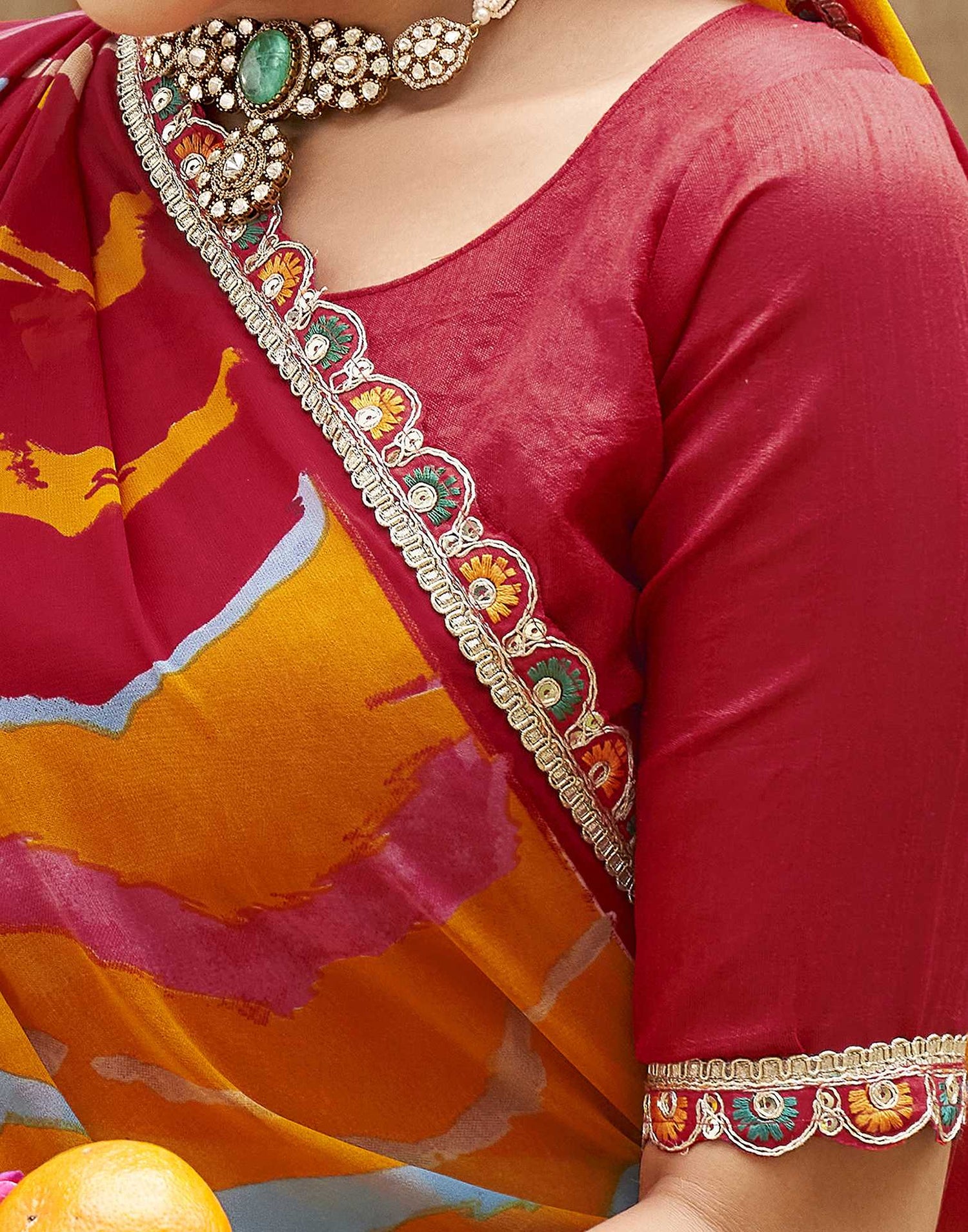 Multicoloured Georgette Printed Bandhani Saree