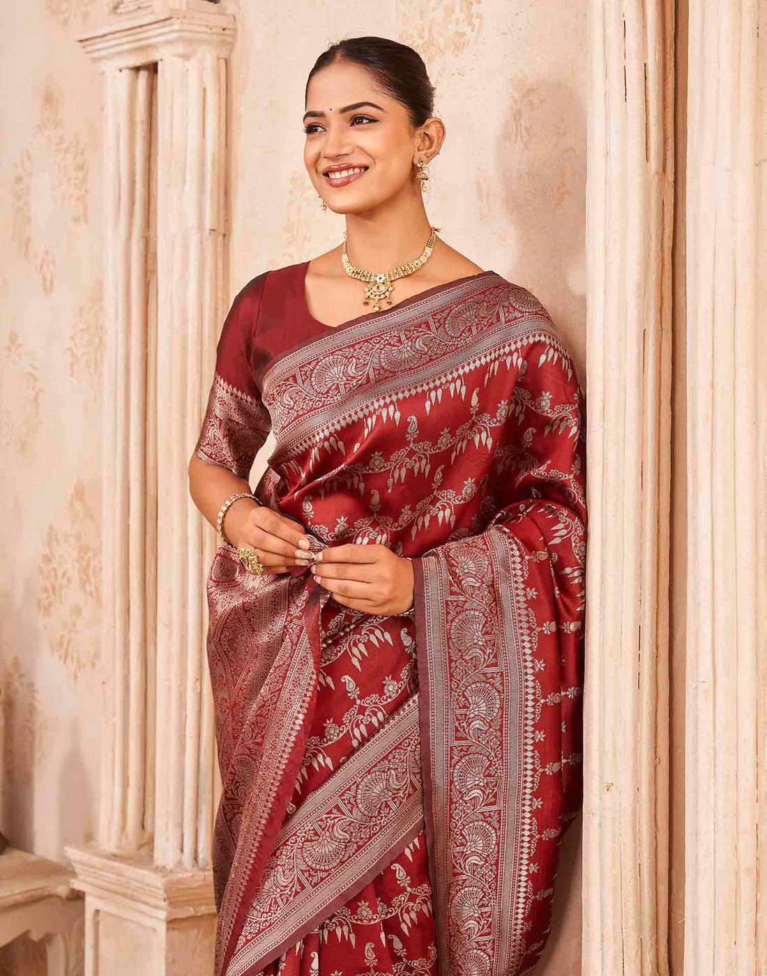 Red Silk Woven Banarasi Saree
