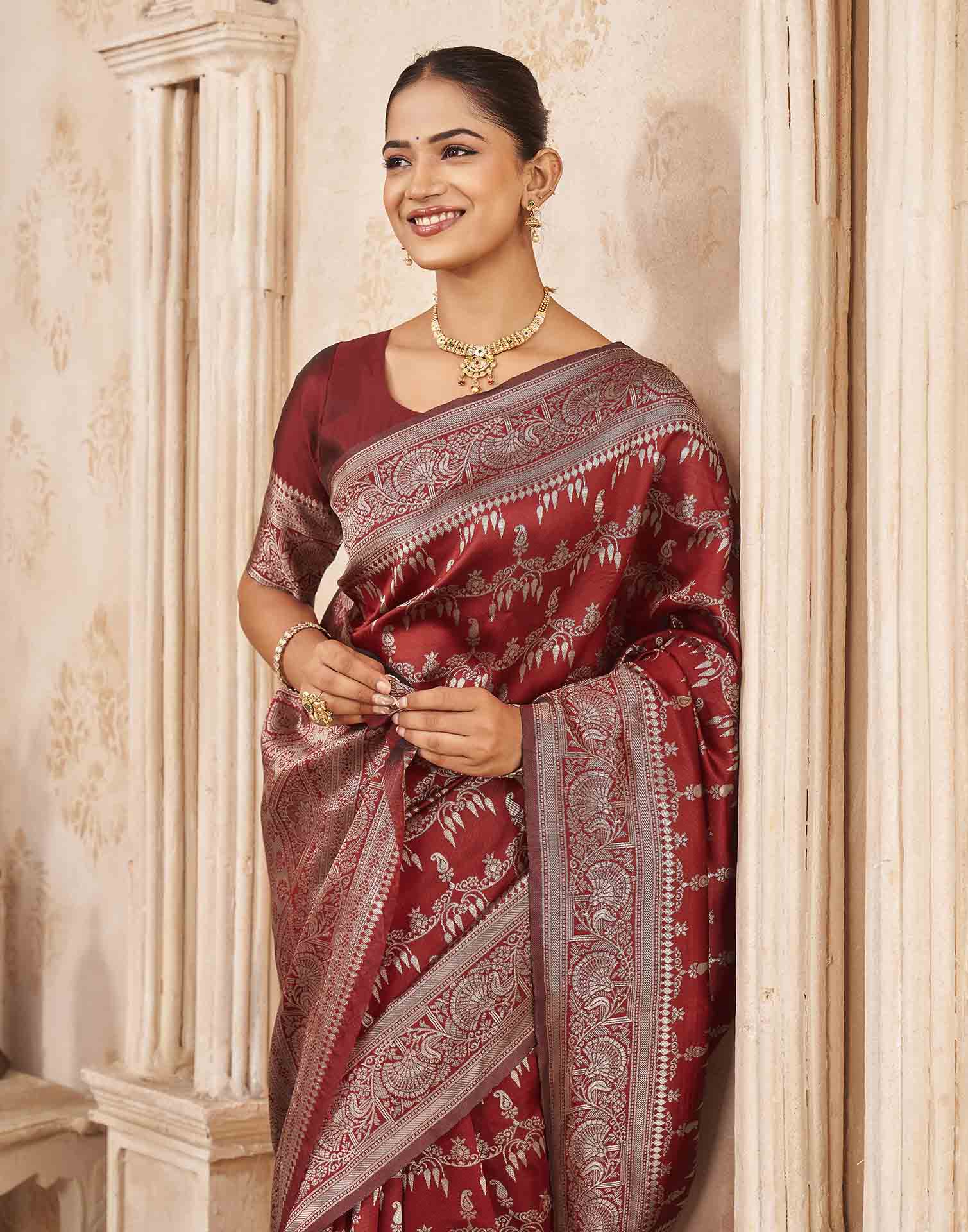 Red Silk Woven Banarasi Saree