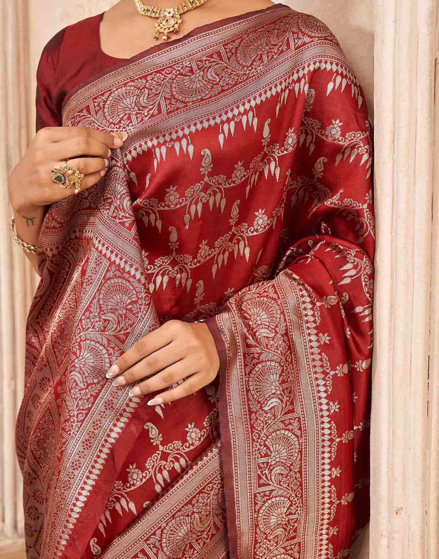 Red Silk Woven Banarasi Saree