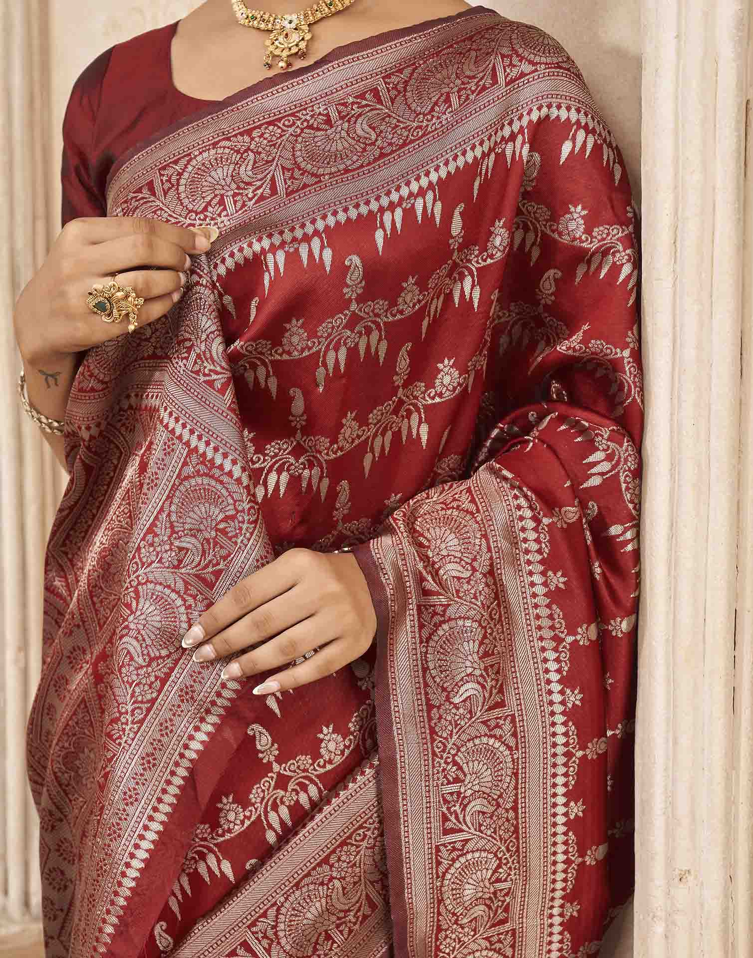 Red Silk Woven Banarasi Saree