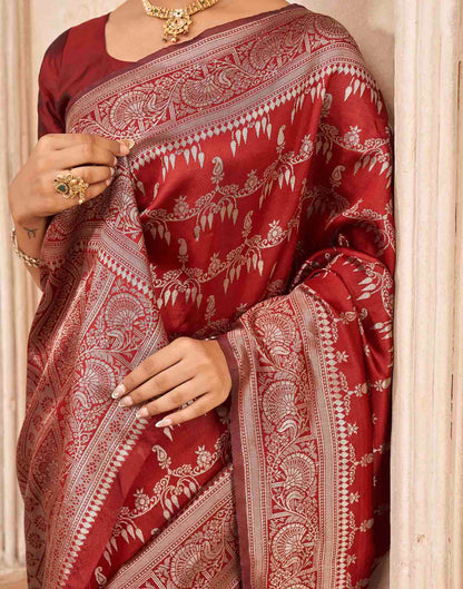 Red Silk Woven Banarasi Saree