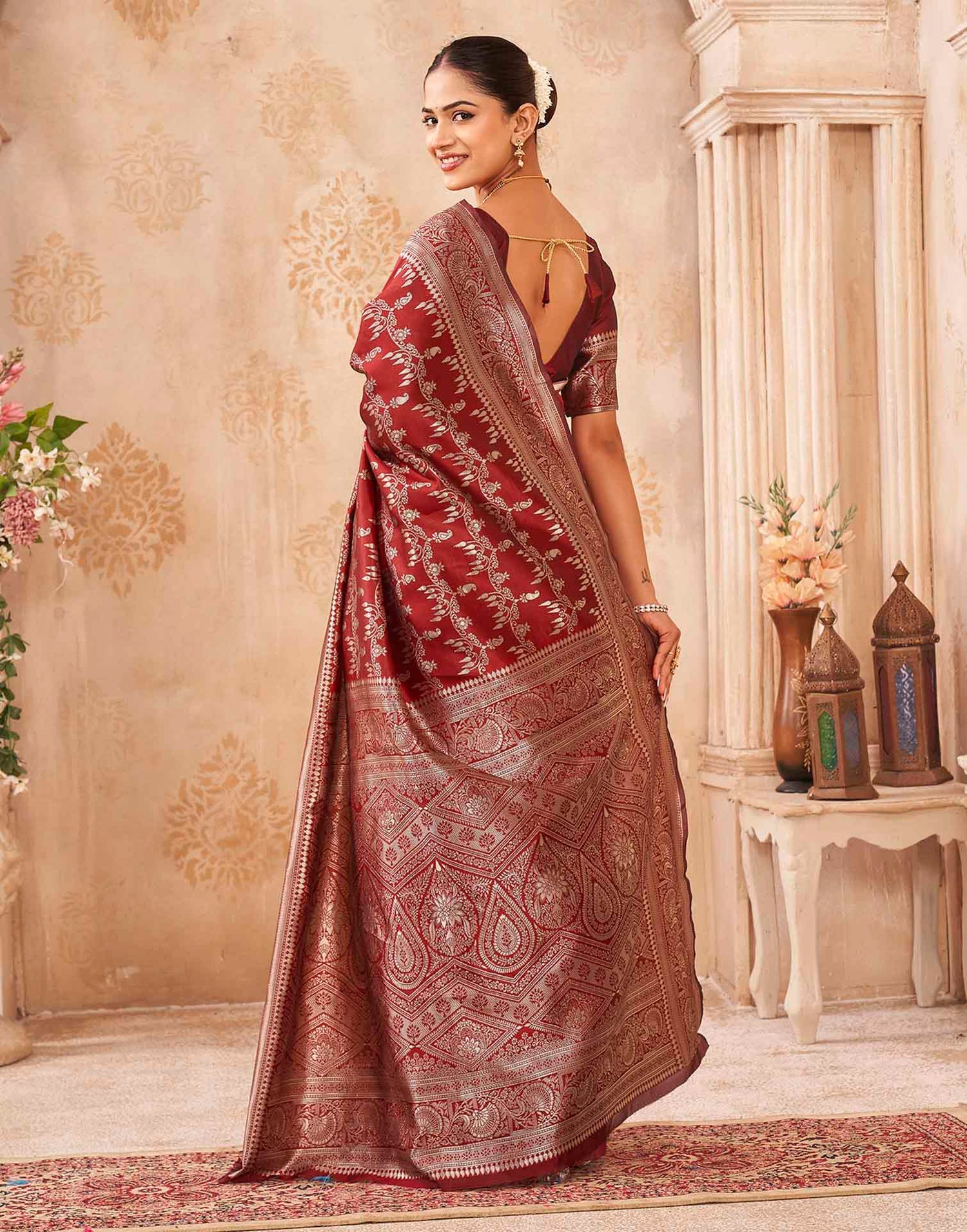 Red Silk Woven Banarasi Saree