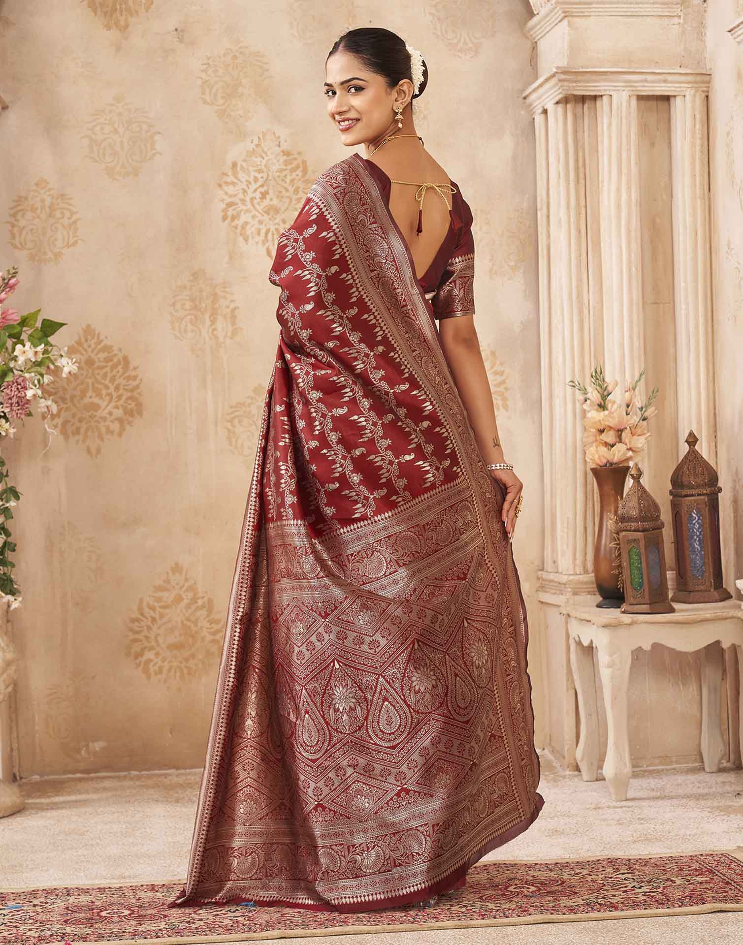 Red Silk Woven Banarasi Saree