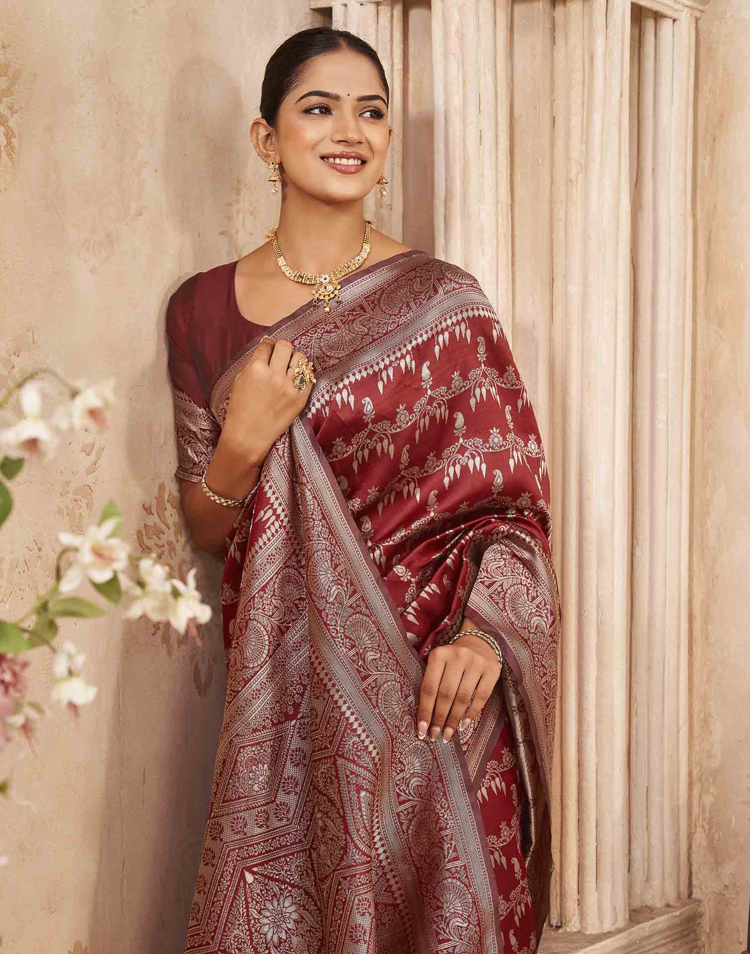 Red Silk Woven Banarasi Saree