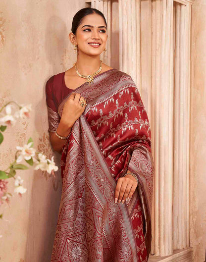 Red Silk Woven Banarasi Saree