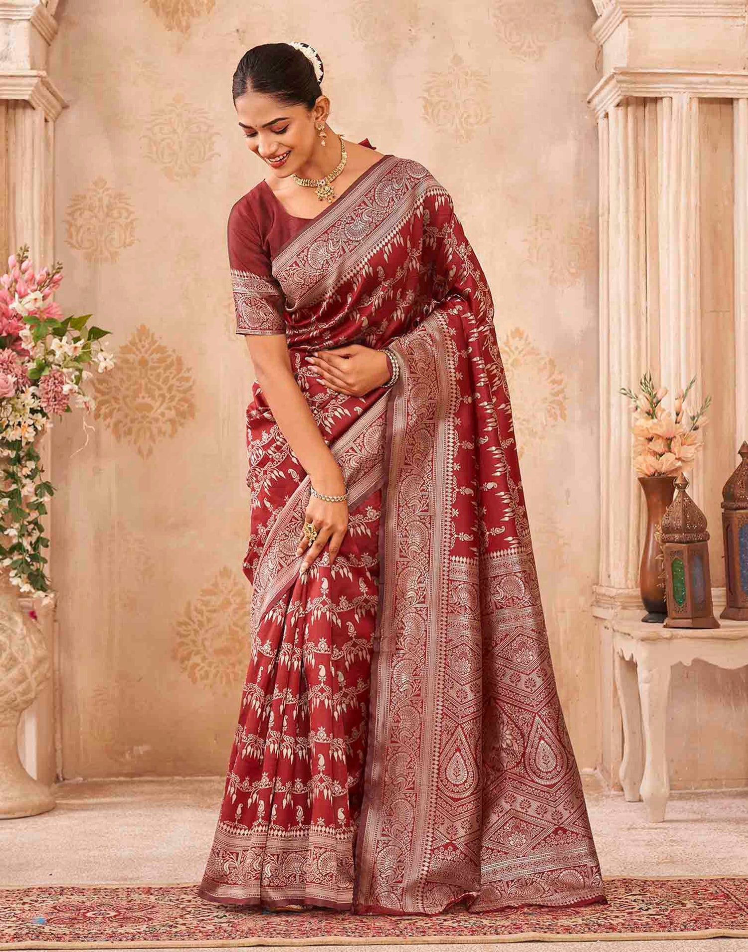 Red Silk Woven Banarasi Saree