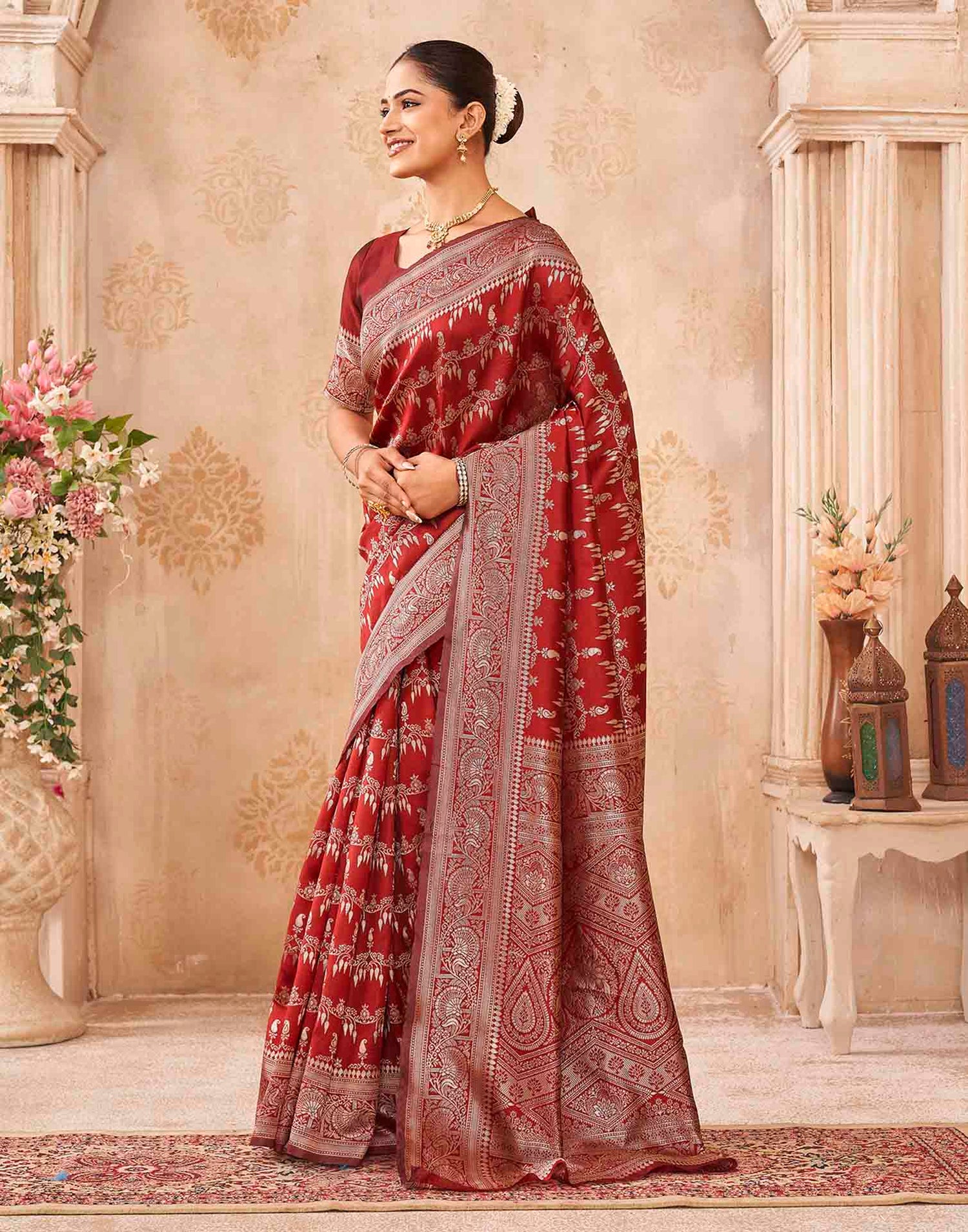 Red Silk Woven Banarasi Saree