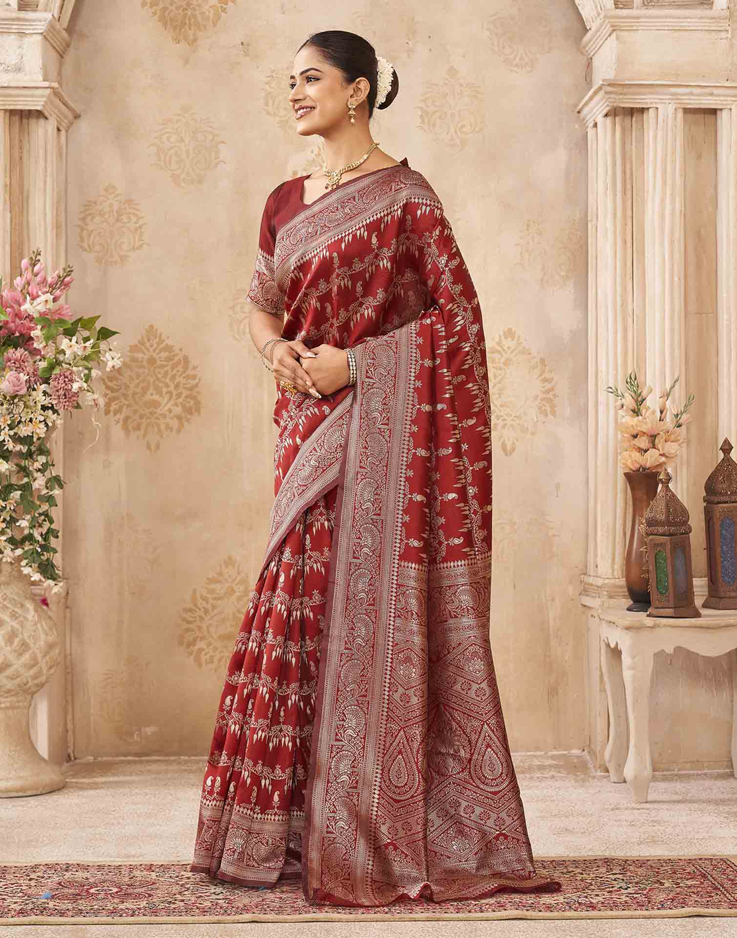 Red Silk Woven Banarasi Saree