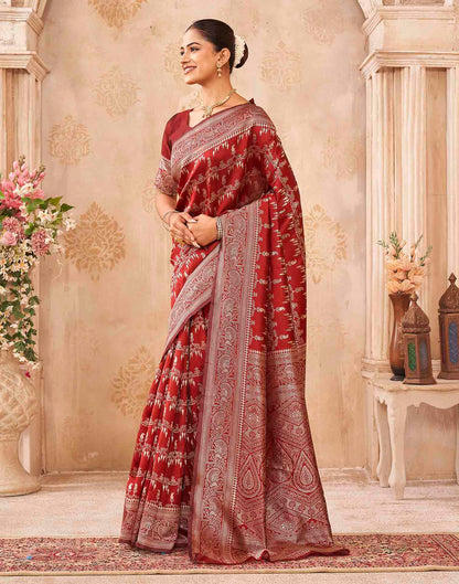 Red Silk Woven Banarasi Saree