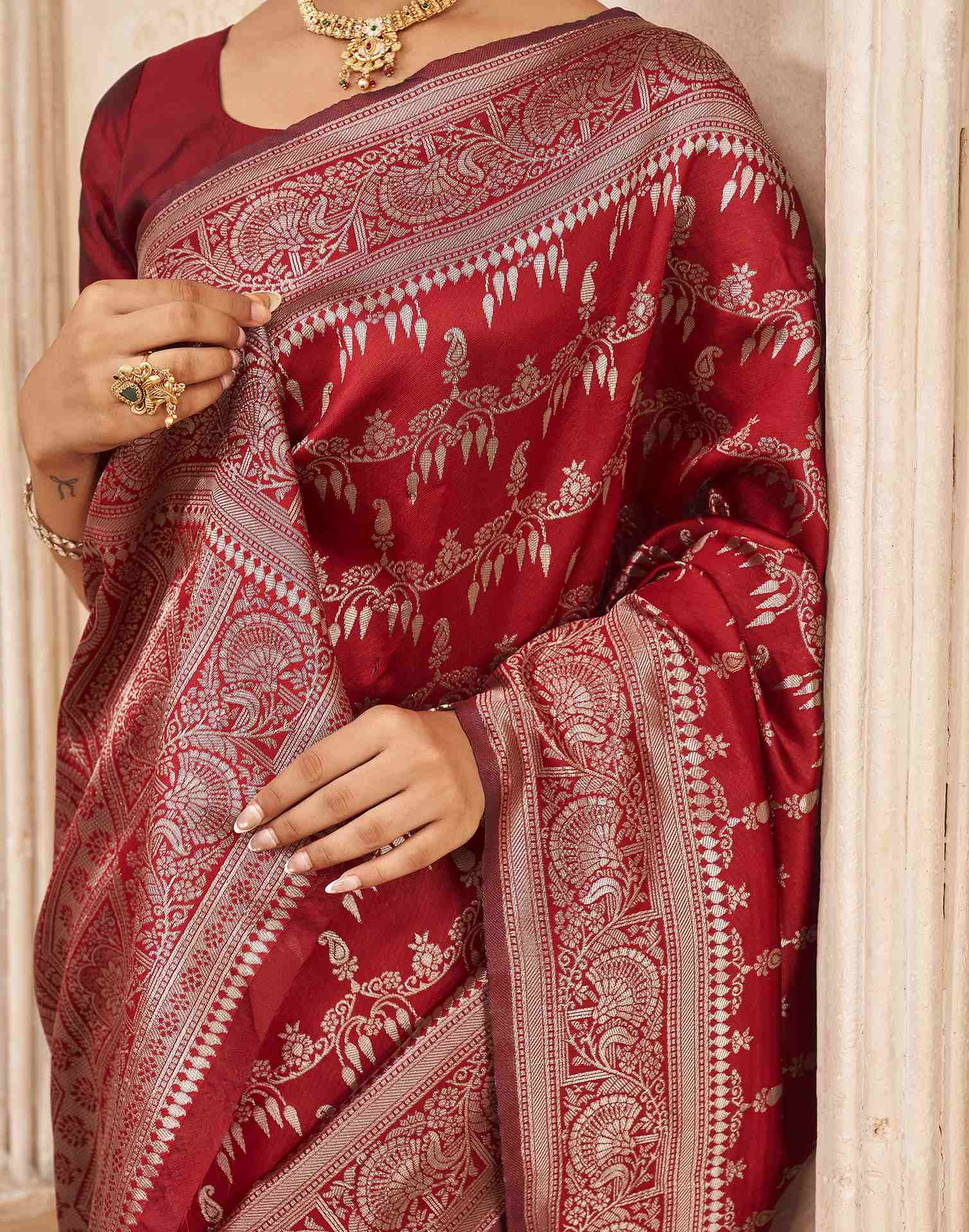 Red Silk Woven Banarasi Saree
