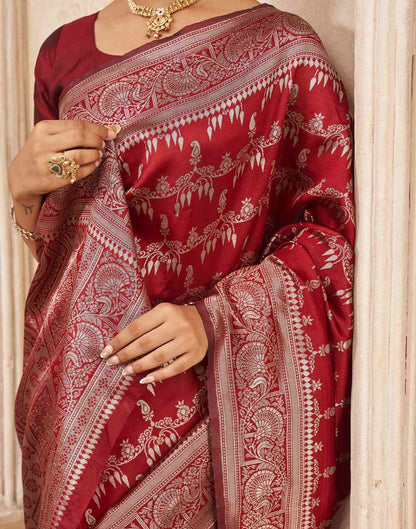 Red Silk Woven Banarasi Saree
